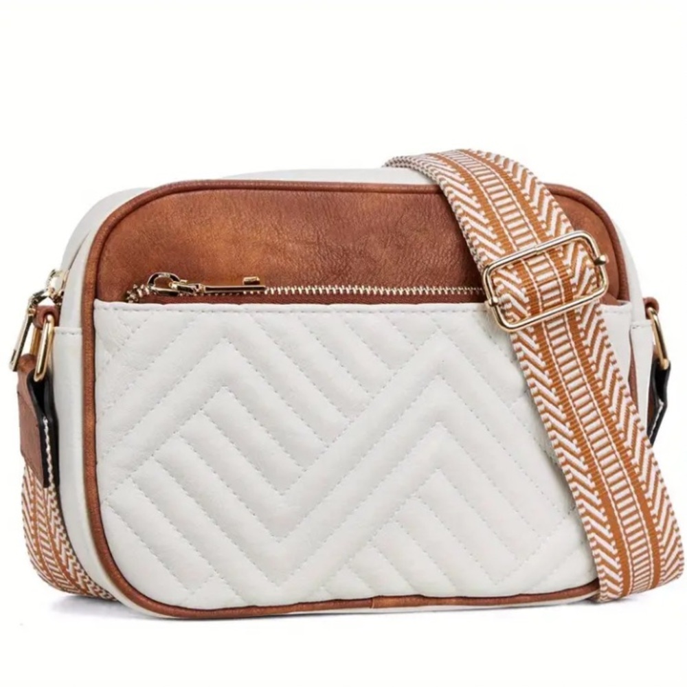 Faux Leather Quilted Crossbody Bag